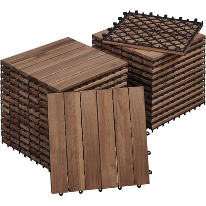 Wood-Look Interlocking Deck Tiles in 10- or 27-Piece Packs with Natural, Brown or Black Options