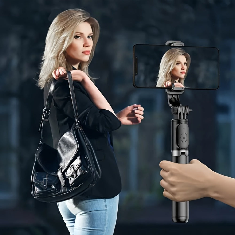 360° Rotating Selfie Stick Tripod 40 Inch Retractable Floor Stand with Wireless Remote & Anti-Shake Base