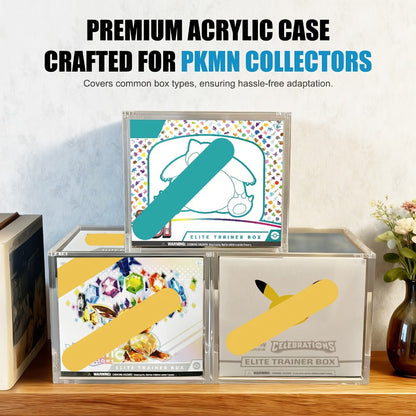 Pokemon Acrylic Display Case with UV Protection, 6MM Thick Crystal Clear Case for Booster Box & Elite Trainer Box