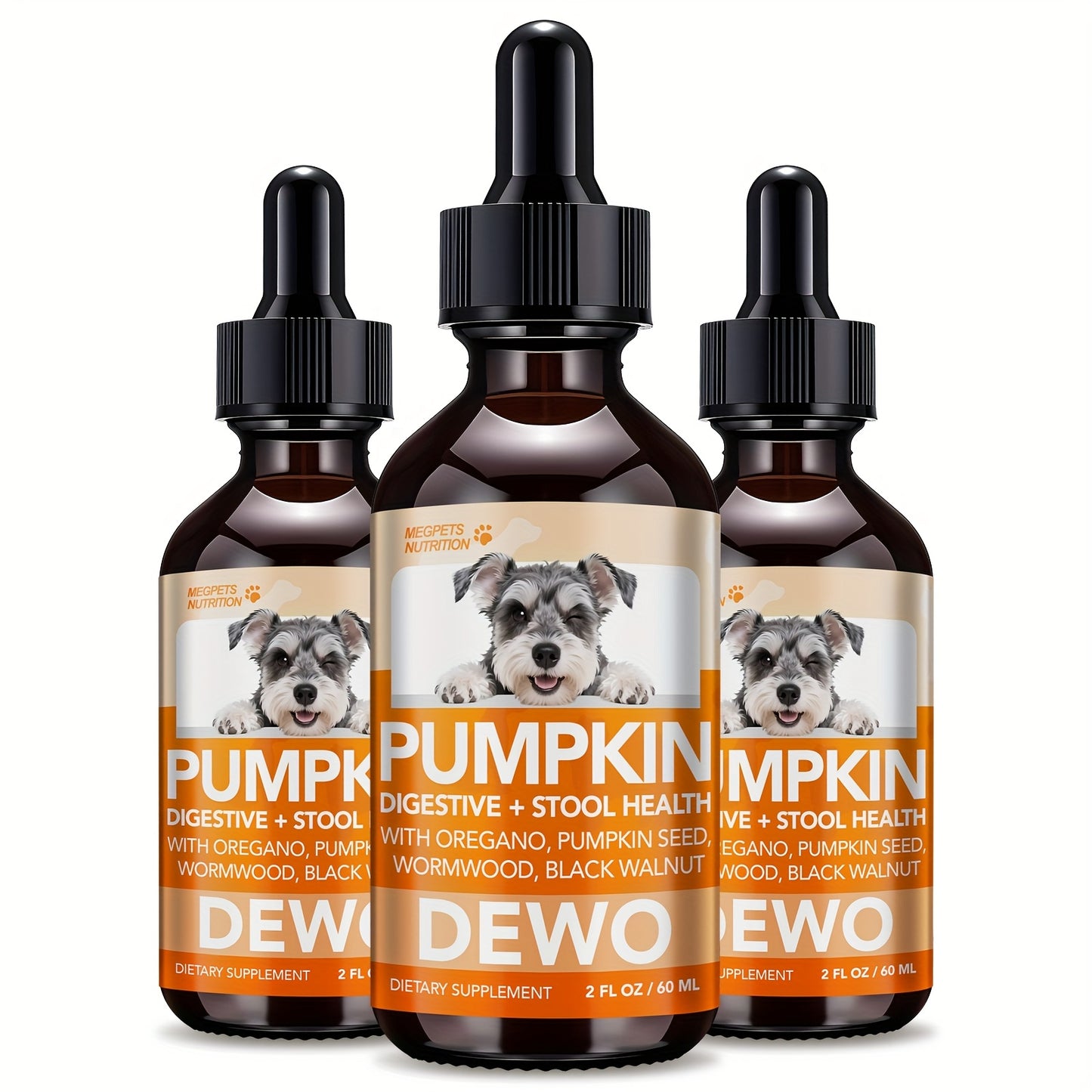 Pet Gut Wellness Drops with Black Walnut & Pumpkin Seed – Digestive Supplement for Dogs & Cats, Flora Balance
