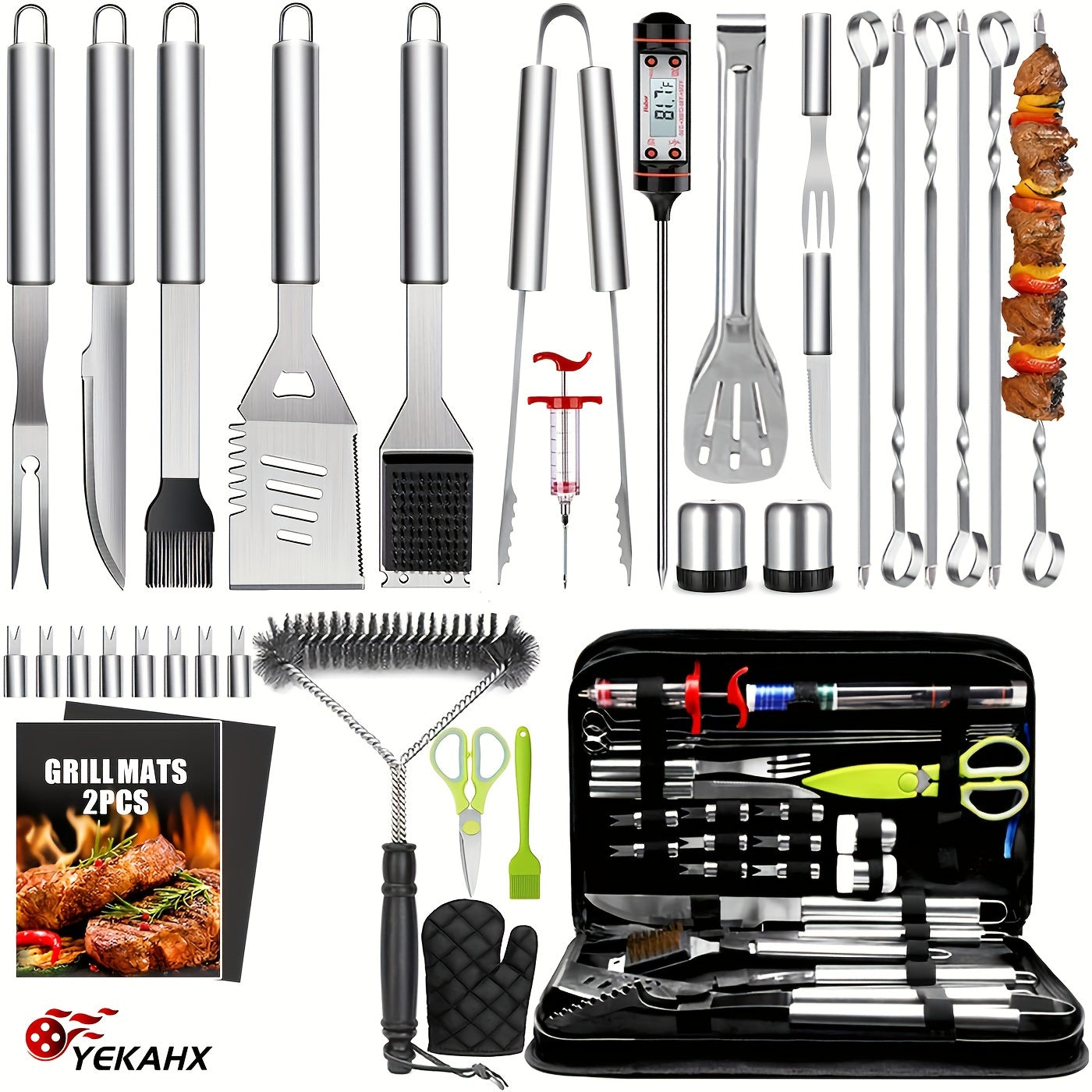 Griddle Tool Set 34 Piece 304 Stainless Steel Flat Top Grill Accessories with Spatula, Tongs & Scraper – Teppanyaki BBQ Tools for Outdoor