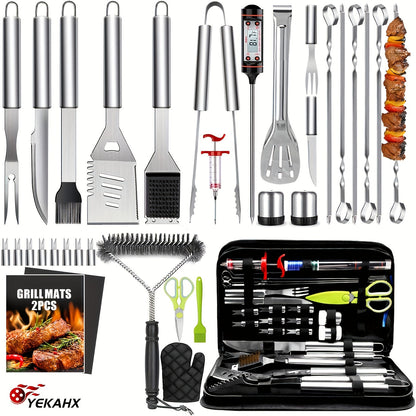 Griddle Tool Set 34 Piece 304 Stainless Steel Flat Top Grill Accessories with Spatula, Tongs & Scraper – Teppanyaki BBQ Tools for Outdoor