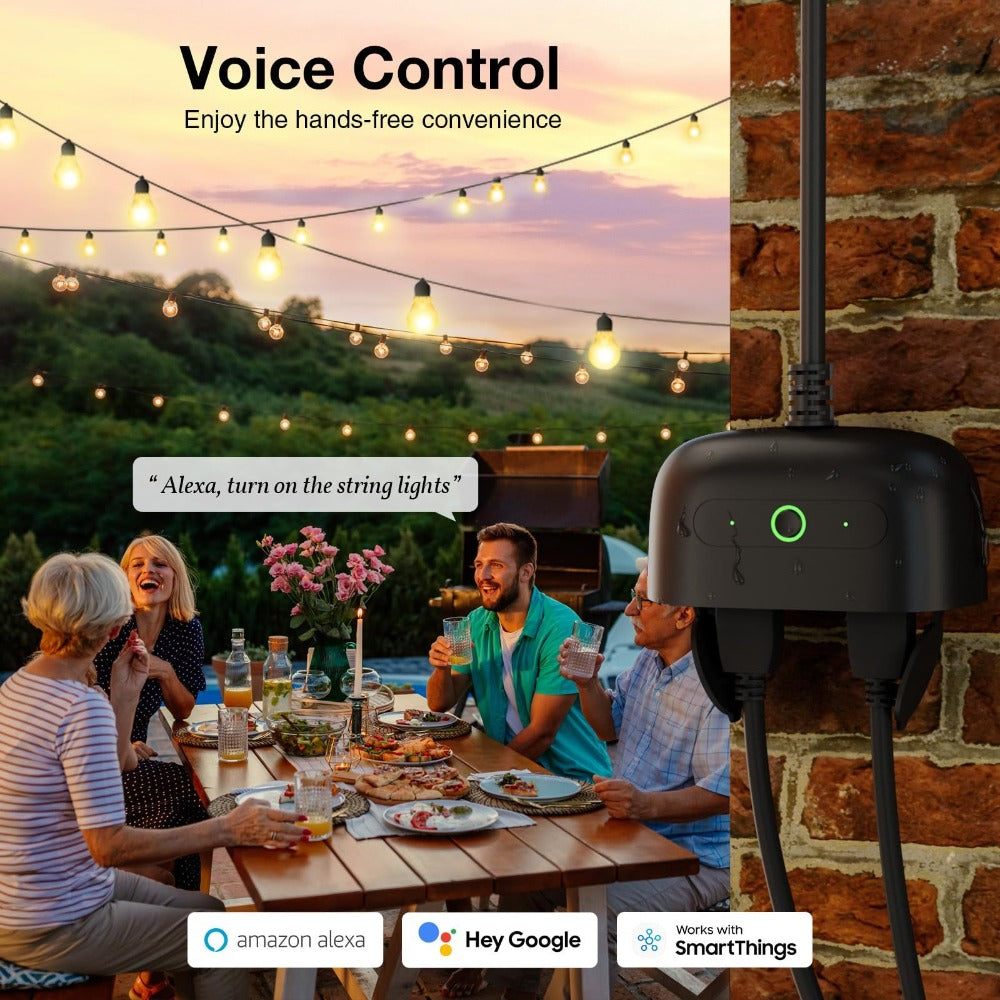 Outdoor Indoor Smart WiFi Plug GHome WP7, Voice & App Control, Works with Alexa & Google Home, Timer Schedule