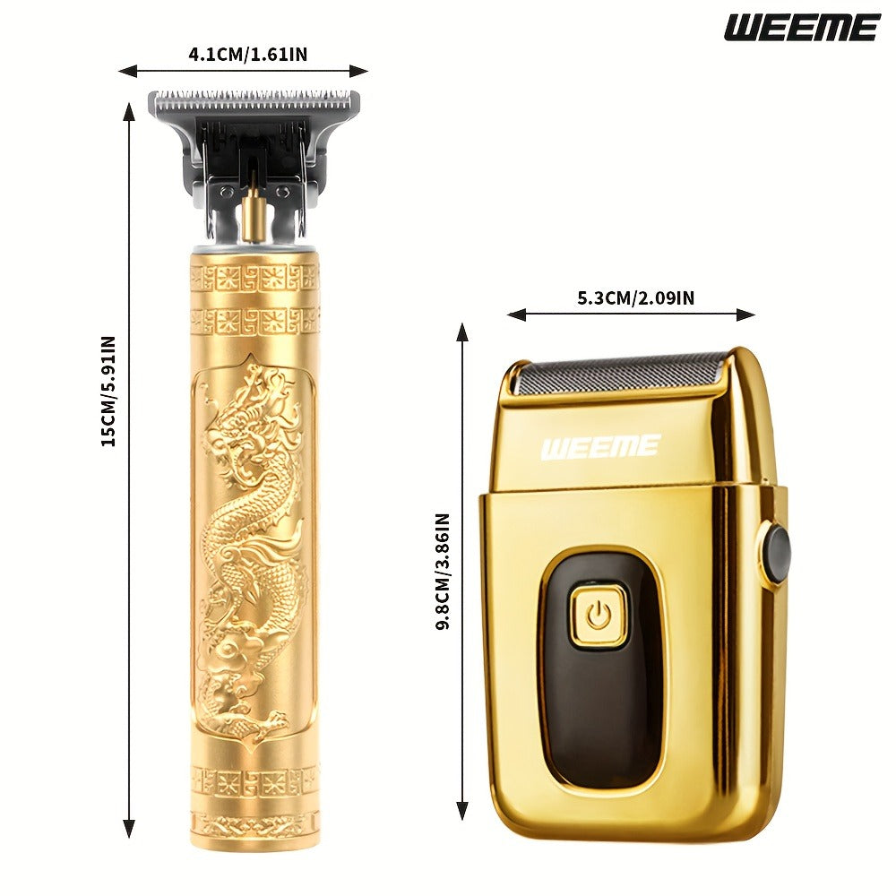 Men's Electric Hair Trimmer and Beard Trimmer 2-Piece Set Cordless Hair Clipper Short Beard for Everyday Face, Beard and Body Grooming
