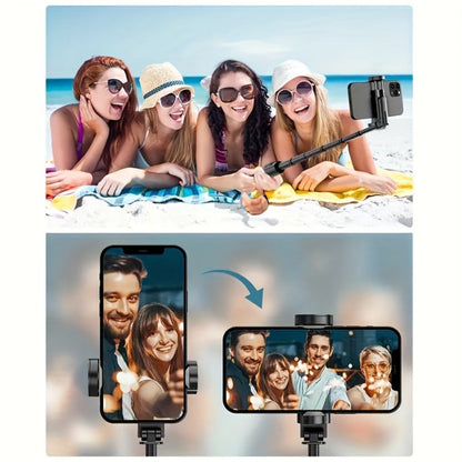 66.9-Inch Selfie Stick Tripod with Telescoping Silver Pole, Wide Black Floor Base and Remote