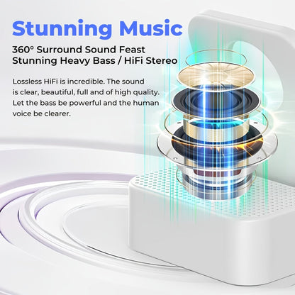Magnetic Wireless Speaker Stand with Emergency Charging, 360° Adjustable Foldable Phone Holder, Portable Bluetooth Speaker