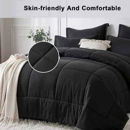 Checkered Microfiber Bed-in-a-Bag Comforter Set with Coordinated Sheets, 16 Color or Code Options and Four Sizes
