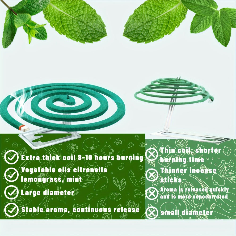 Lemongrass Spiral Incense Coils 10 Pack - Large Natural Herbal Incense for Outdoor Patio, Camping