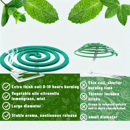 Lemongrass Spiral Incense Coils 10 Pack - Large Natural Herbal Incense for Outdoor Patio, Camping