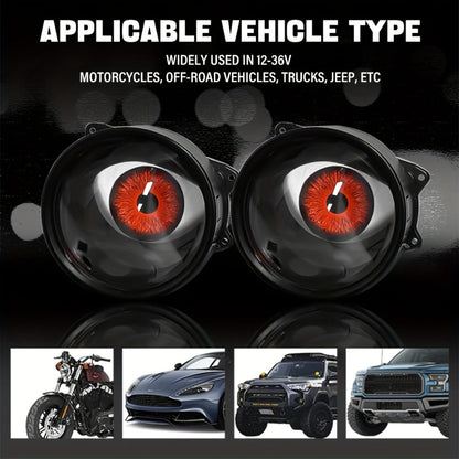 LED Demon Eye Lights 6-Mode Adjustable Dynamic Devil Eyes with Lens 12V Off-Road Atmosphere Lighting Kit Car Mod Automotive Decoration