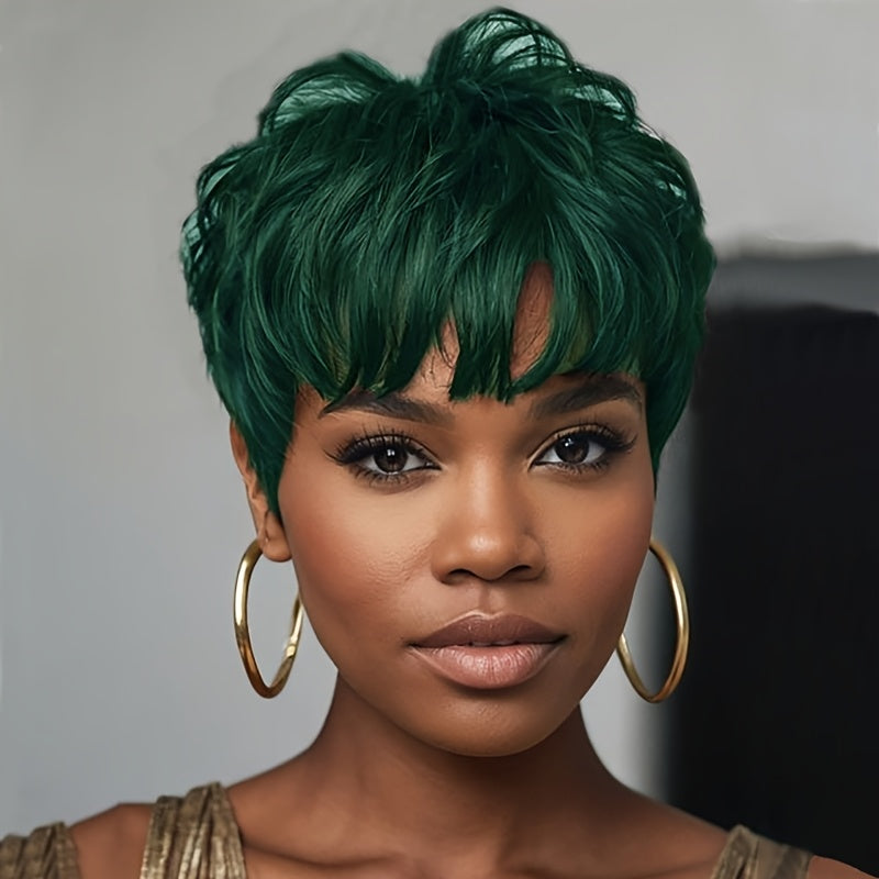 Synthetic Wig 4-Inch Short Body Waves with Full Bangs in Eight Color Options for Costume Looks