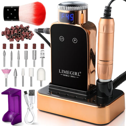 Electric Nail Drill 45000 RPM Cordless Kit with Charging Base, Display and Four Color Options
