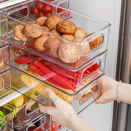 Refrigerator Organizer Bins 6pcs Set – Clear Fridge Storage Bins for Freezer Kitchen Cabinet for Home Cooking, Dining and Outdoor Meals