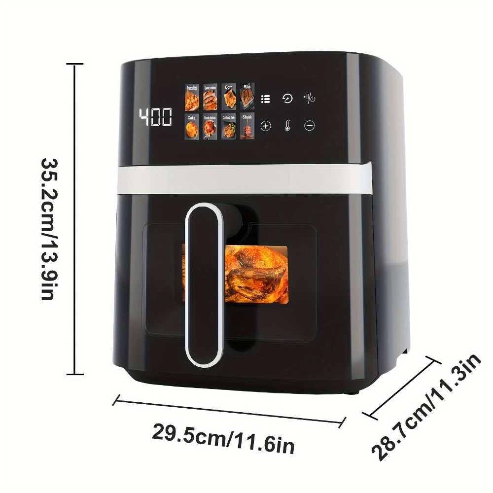 Air Fryer 6QT Multi Function LED Digital Touchscreen Visible Window Oil Free Non-Stick Basket for Entryways, Bedrooms and Living Spaces