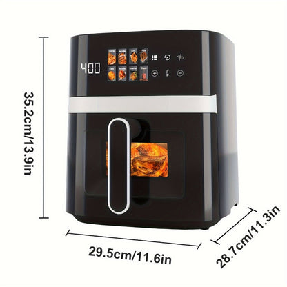 Air Fryer 6QT Multi Function LED Digital Touchscreen Visible Window Oil Free Non-Stick Basket for Entryways, Bedrooms and Living Spaces