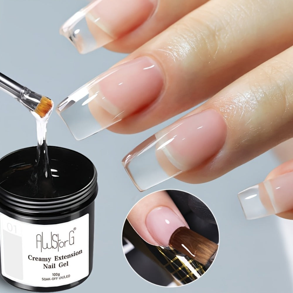 Clear Nail Extension Builder Gel Kit, Three 100g Containers for UV LED Manicure Length and Structure
