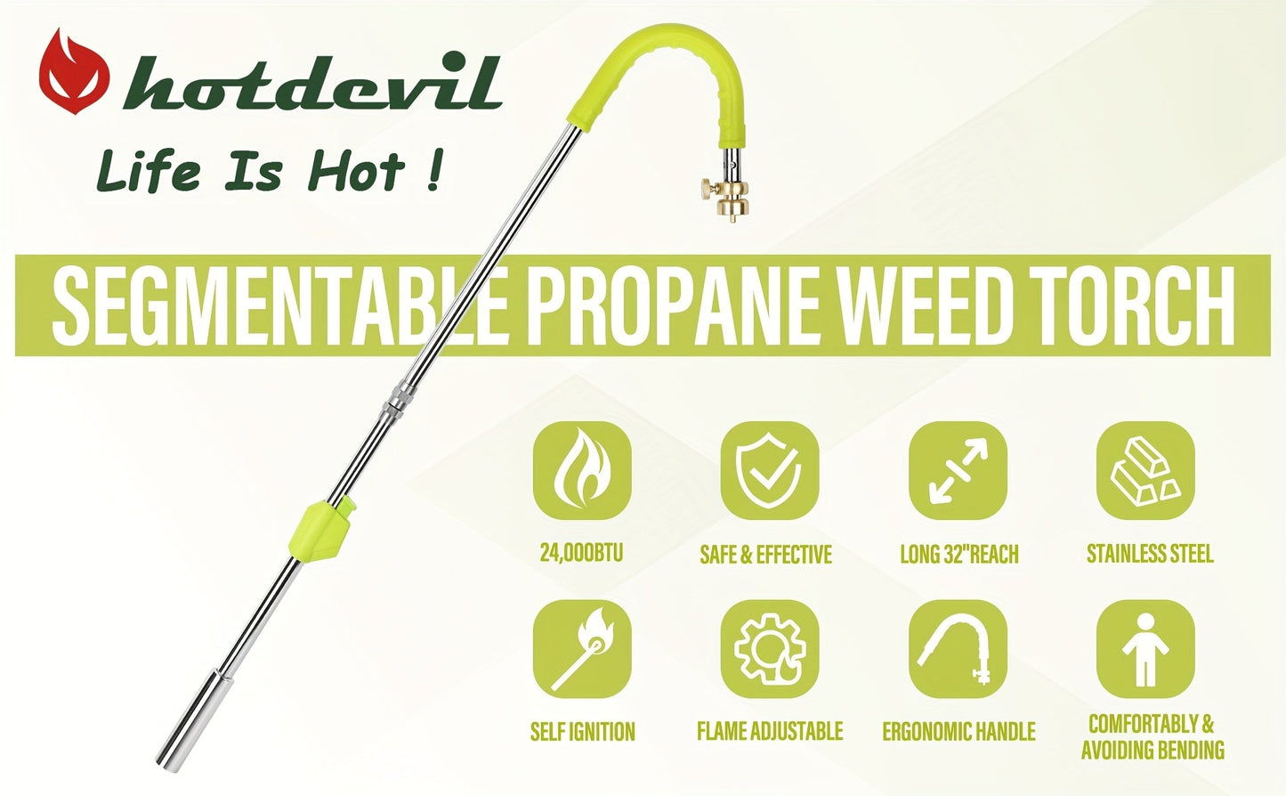 Propane Weed Torch, Flame Weeder Ice Melter Outdoor Roof Driveway for Garden, Patio and Yard Use
