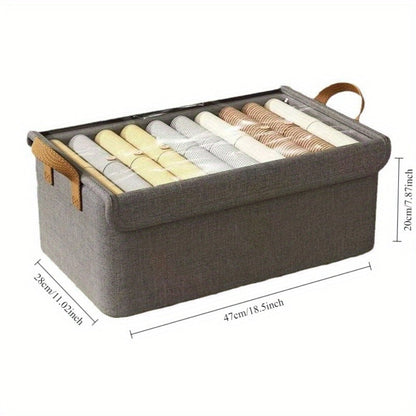 Foldable Fabric Storage Box with Side Handles, 47 x 28 x 20cm Size and Three Color Options