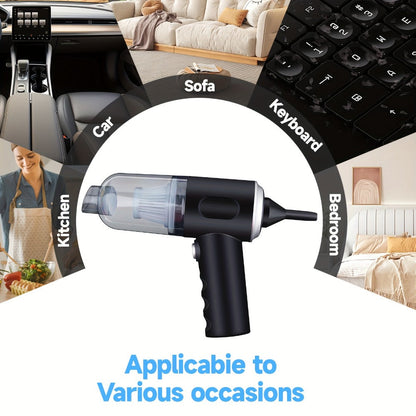 Handheld Vacuum Cleaner with Cordless T-Handle Design, Wet Pickup, Three Nozzles and USB Charging