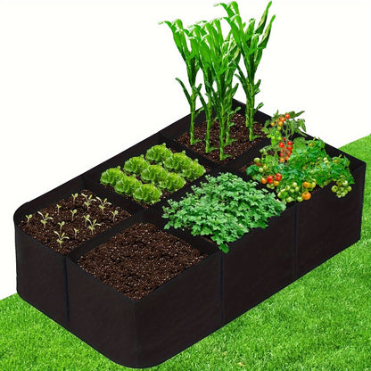 Raised Bed Grow Bag 128 Gallon 6 Grids 48x24x12 Inch | Breathable Fabric Planter for Vegetables Potatoes Flowers | Rectangle Garden Bed