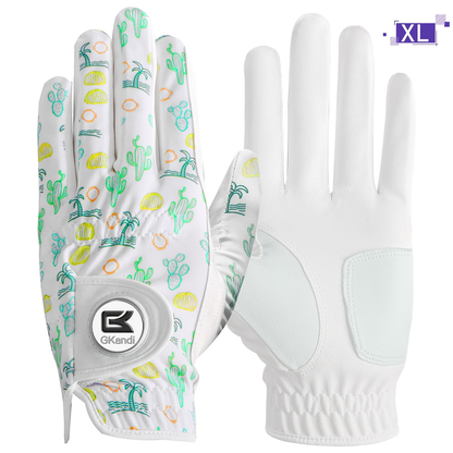 Men's Golf Glove Left Hand with Ball Marker – Breathable All Weather Grip, Hook & Loop Closure, Sizes S M ML L XL, USA Flag, Blue & White