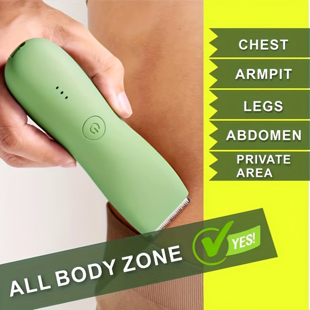 Electric Body Hair Trimmer for Women and Men with Replaceable Ceramic Blades – USB Rechargeable IPX5 Waterproof Pubic Groin Bikini Trimmer