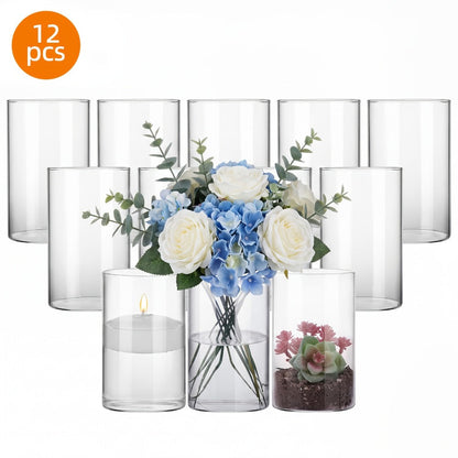 Glass Cylinder Vases for Centerpieces Bulk 12/24pcs, Clear Flower Vases for Wedding Decorations, Floral Arrangements