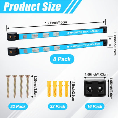 Magnetic Tool Bar Wall Mount Tool Holder 12/18 Inch, Iron Magnetic Knife Strip & Tool Rack for Kitchen