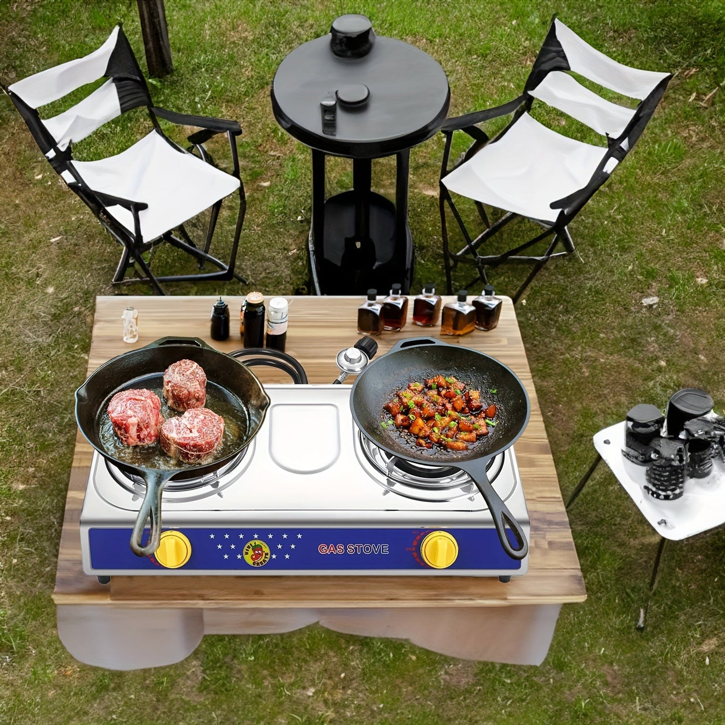 Tabletop Propane Stove VIVICREATE 4000 BTU, Portable Outdoor Cooking Stove with 4/2/1 Adjustable Settings