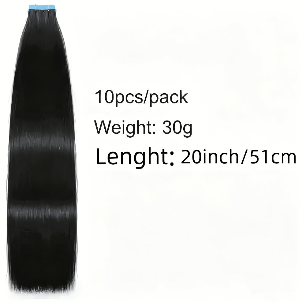 Tape In Hair Extensions Human Hair Straight Natural Black 1B Seamless Skin Weft 10pcs 30g 16 20 22 24 Inch Invisible Blend for Volume