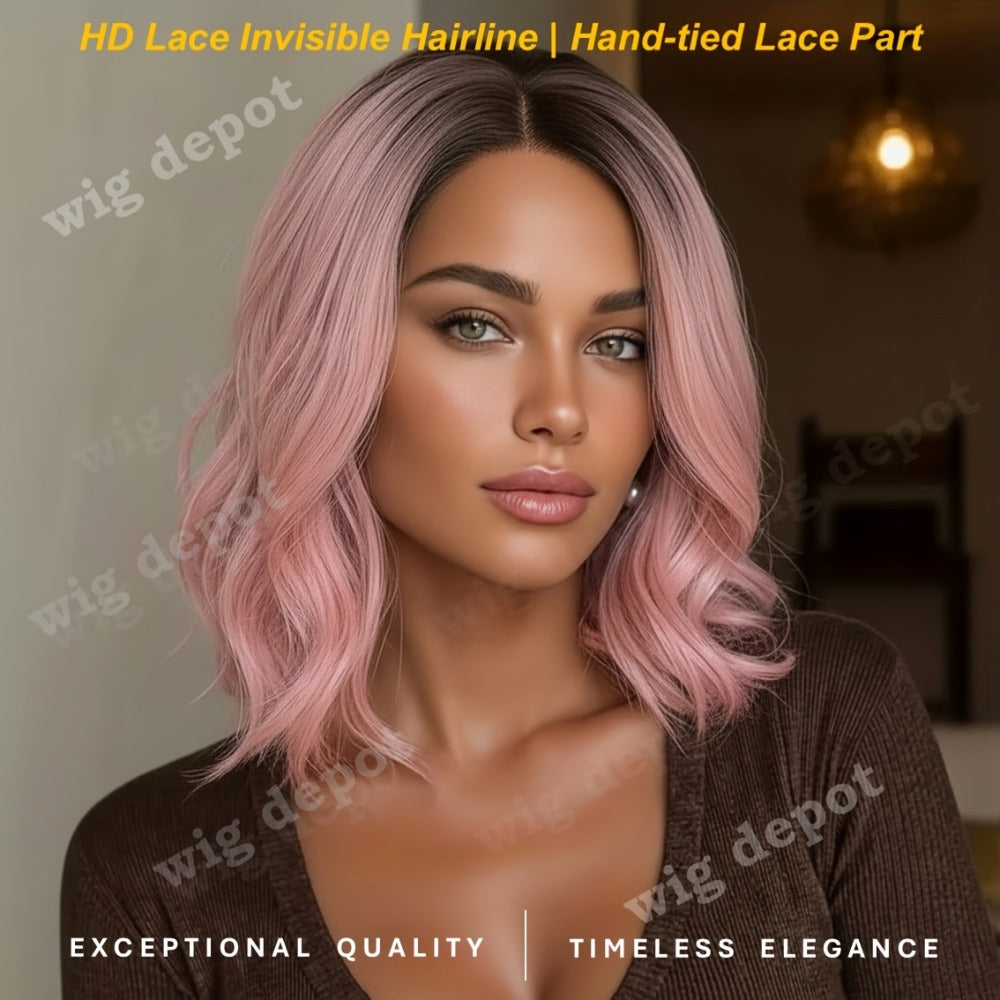 Synthetic Wig 4x1 U-Part Lace Front Bob, 14-Inch Middle Part with Six Color Choices for Cosplay