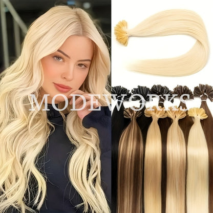 Remy Human Hair U Tip Keratin Extensions Straight Seamless Invisible Nail Tip Bond 50 Strands 12 14 16 18 20 Inch Natural Black Jet Black