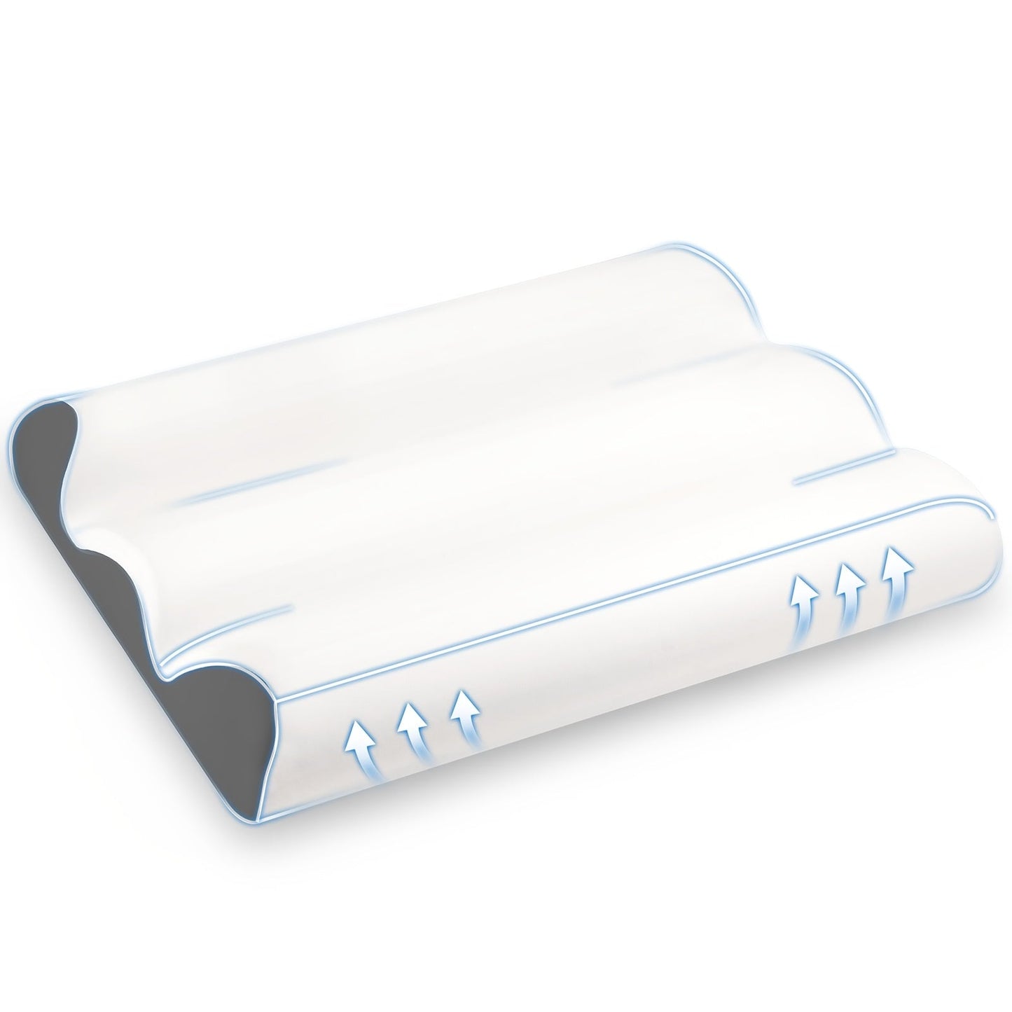 Memory Foam Cervical Pillow Contour Neck Support Orthopedic Bed Pillow for Side Back Stomach Sleepers with Cooling Pillowcase Queen King