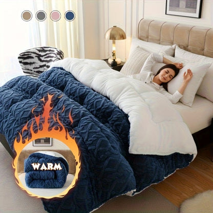 Sherpa Comforter Double-Sided Plush Taffeta, Extra Thick 500GSM Warm Fluffy Comforter for Autumn & Winter – Soft Cozy Bedding for Twin XL