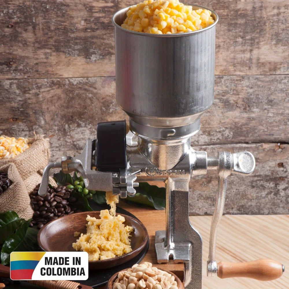 Manual Grain Grinder Mill – Cast Iron Hand Crank Grain Mill with High Hopper, Adjustable Coarse Fine Grinding