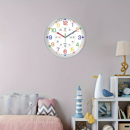Color-Coded Learning Wall Clock in 8, 10 or 12-Inch Sizes with Minute and Quarter-Hour Markers