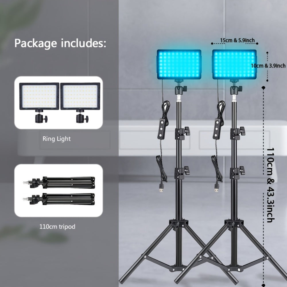 LED Video Light Panel 5600K Dimmable Photography Lighting Kit with Adjustable Tripod Stand for an Everyday Personal Care Routine