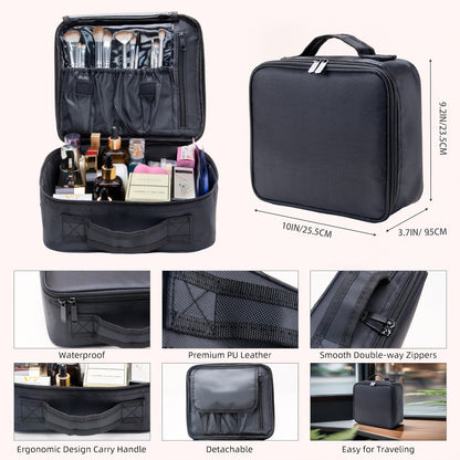 Makeup Bag Fabric Travel Case with Easy-Clean Lining and Top Handle for Travel, Vanity and Everyday Beauty Storage