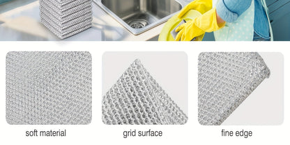 Stainless Steel Kitchen Scrubber Wire Cleaning Cloth Scratch Resistant Reusable Dish for Home Cooking, Dining and Outdoor Meals
