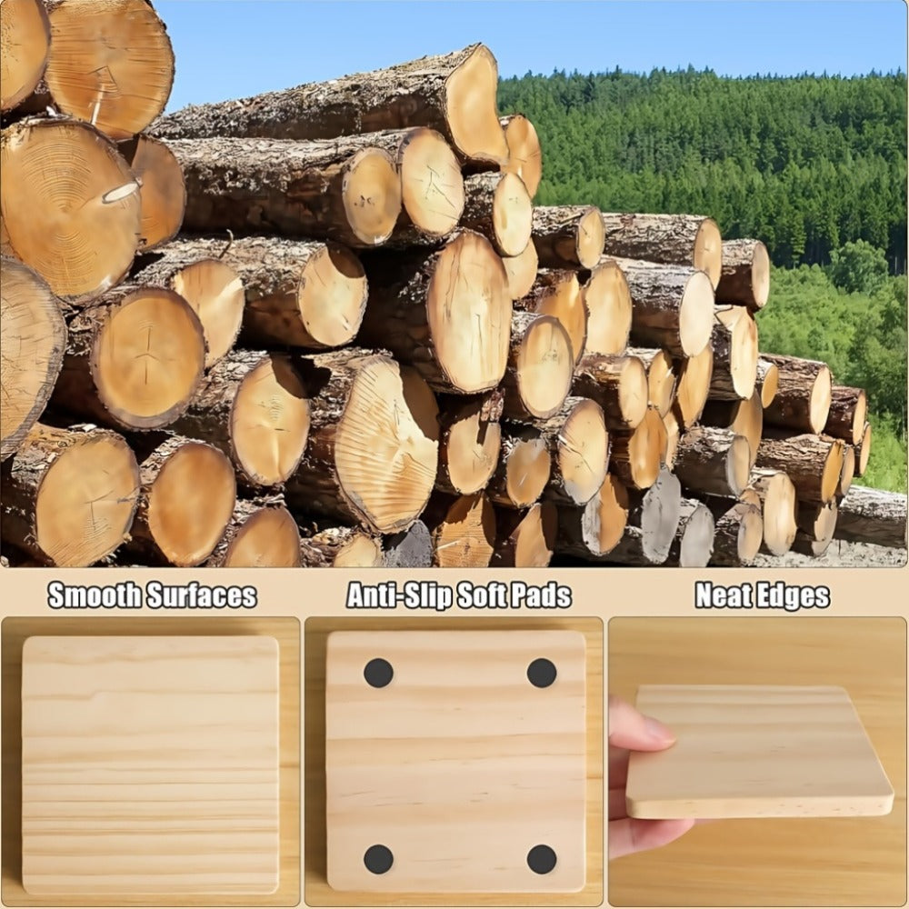Unfinished Wood Coaster Blanks 4 Inch Round Square DIY Craft Supplies for Painting Engraving for Entryways, Bedrooms and Living Spaces