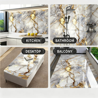 Marble Gold-Vein Wall Tile Sticker Set with 30 cm Panels, Four Colors and 50- or 100-Piece Packs