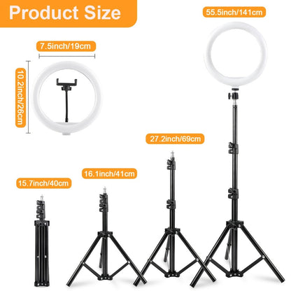 RGB LED Ring Light 43-Inch Adjustable Stand with Phone Holder USB Powered Multicolor Circle Fill for an Everyday Personal Care Routine