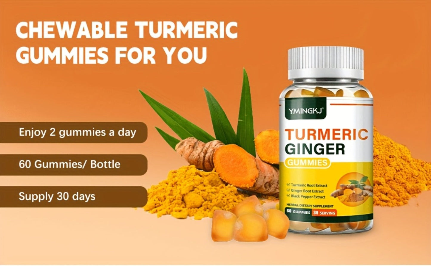 Turmeric Gummies with Black Pepper & Mint, 2000% Higher Absorption Curcumin, Anti-Inflammatory Joint