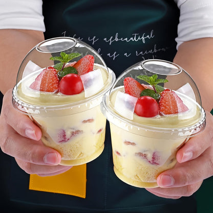 100-Piece Clear 8-Ounce Dessert Cup Set with Separate Dome Lids for Layered Treats and Party Service