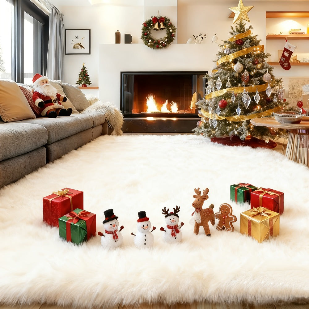 Area Rug for Bedroom, 8x10 Fluffy Shag with 1.8-Inch Plush Pile and Nine Colors for Bedroom or Living Room