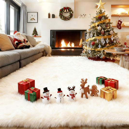 Area Rug for Bedroom, 8x10 Fluffy Shag with 1.8-Inch Plush Pile and Nine Colors for Bedroom or Living Room