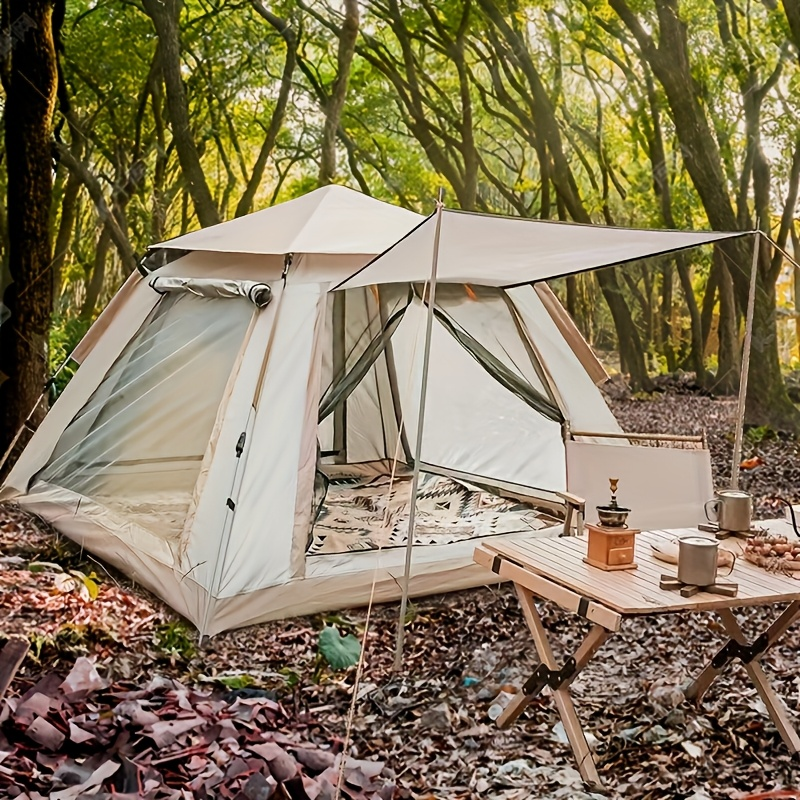 Camping Tent 4-6 Person Automatic White Shelter with Four-Sided Ventilation and Zipper Entry