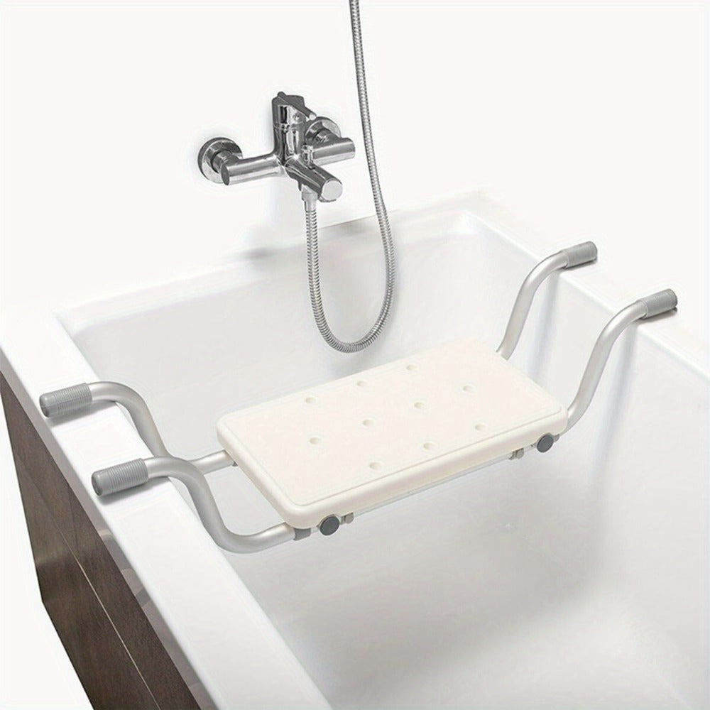 Bath Seat Adjustable Aluminum Shower Chair, Suspended Bathtub Stool with Anti-Slip Handles, Retractable Bath Board for Elderly