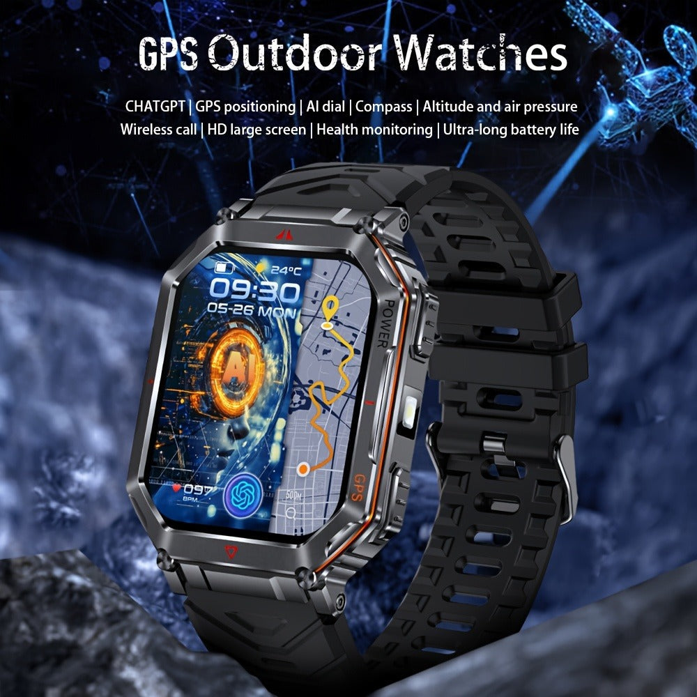 Smartwatch for Men with GPS, IPX8 Rating, Altimeter, Barometer, Compass and LED Flashlight