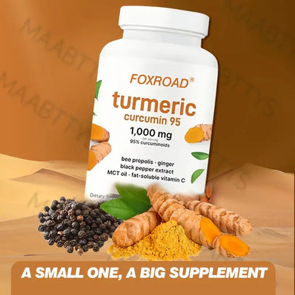 Curcumin 6-in-1 Capsules with 95% Active Curcumin, Vitamin C & Probiotics, 120 Capsules 120-Day Supply